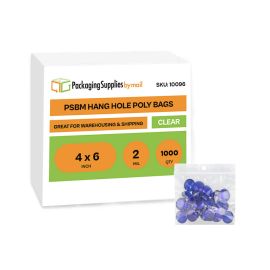 Hang Hole Poly Bags 1000 Qty 4 x 6 Inch