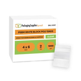 White Block Poly Bags 1000 Qty 4 x 6 Inch