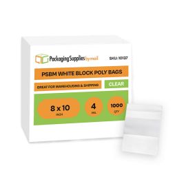 White Block Poly Bags 1000 Qty 8 x 10 Inch 4 Mil